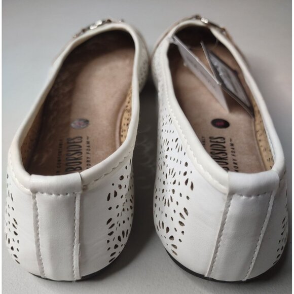 Harborsides Giovana White Metal O-ring Floral Perforated Flats Size 8 Wide NWT - Picture 3 of 16